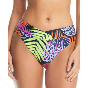 Bar III Women's XL Multicolor Palm Prowl High Leg Bikini Bottoms NWT